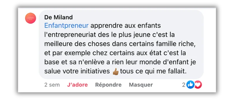 Avis d'un parent sur Enfantpreneur